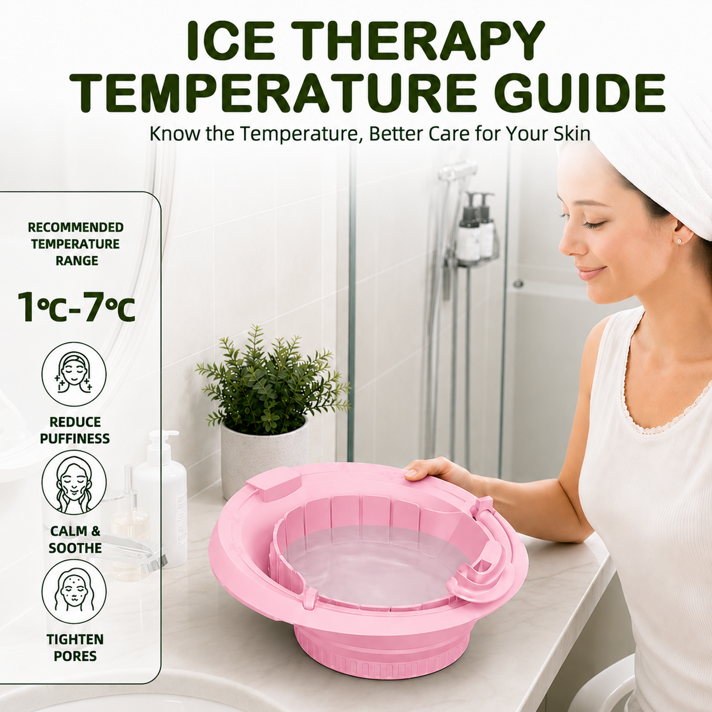 CryoHydro 3.0 Premium Ice Face Therapy Bowl – Inversion Cold Plunge Basin with Flexible Breathing Tube