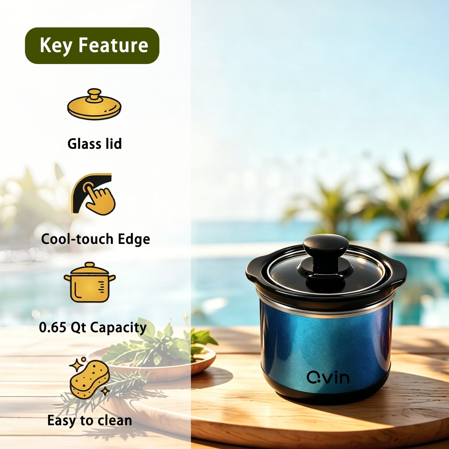0.65-qt mini Round Slow Cooker(New  Sapphire)