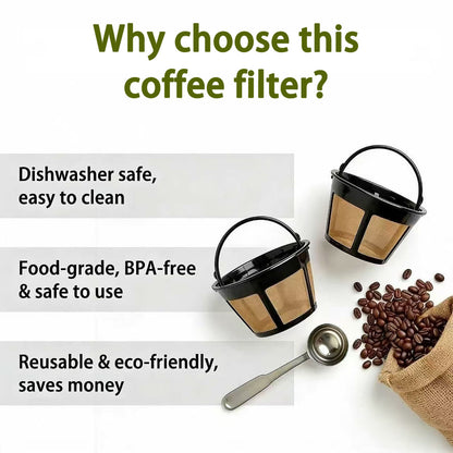 Reusable Coffee Filter Basket for BUNN 8-12 Cup Brewers, BPA-Free (2 Pack)