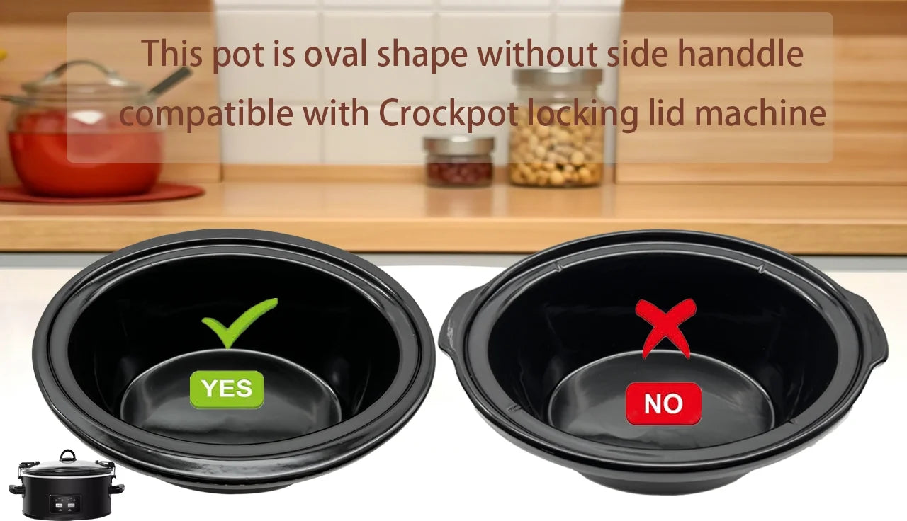 6Qt Oval Ceramic Pot for Crockpot CPSCVO60LL-BP/SCCPVL600-S-BR/CPSCVC60LL-S
