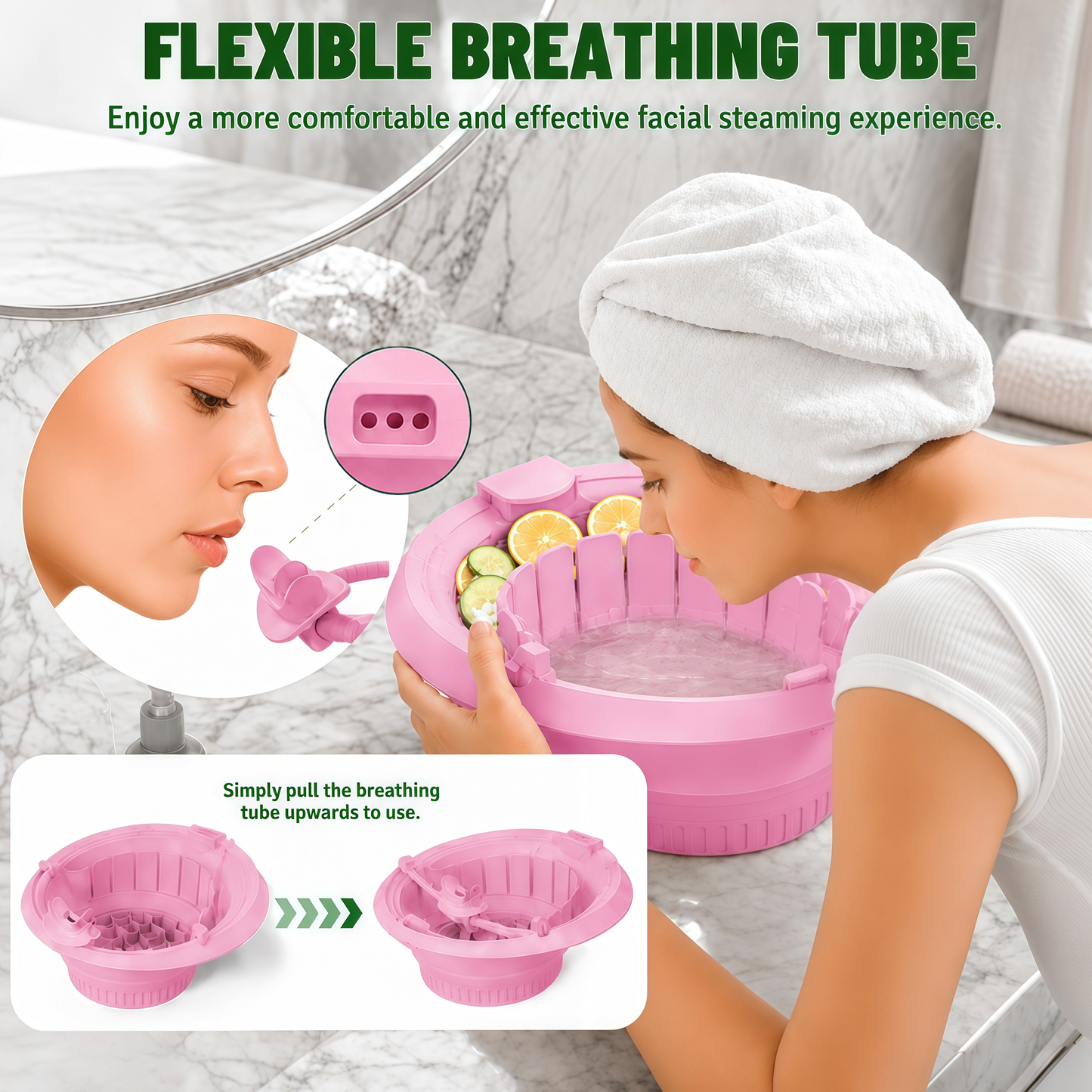 CryoHydro 3.0 Premium Ice Face Therapy Bowl – Inversion Cold Plunge Basin with Flexible Breathing Tube