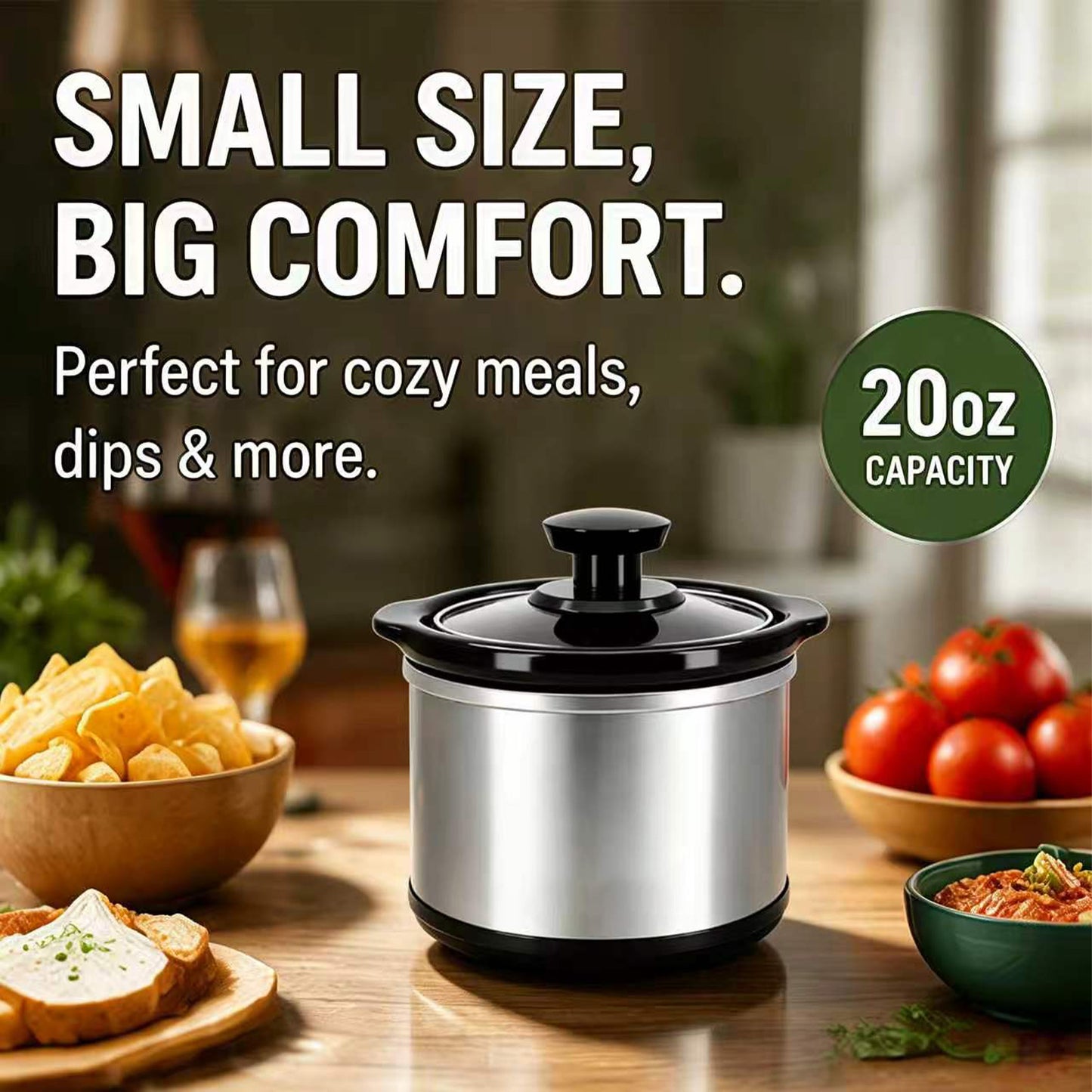 Cualiuit 0.65 Quart Mini Crock Pot for Dips, Fondue & Sauce Warming