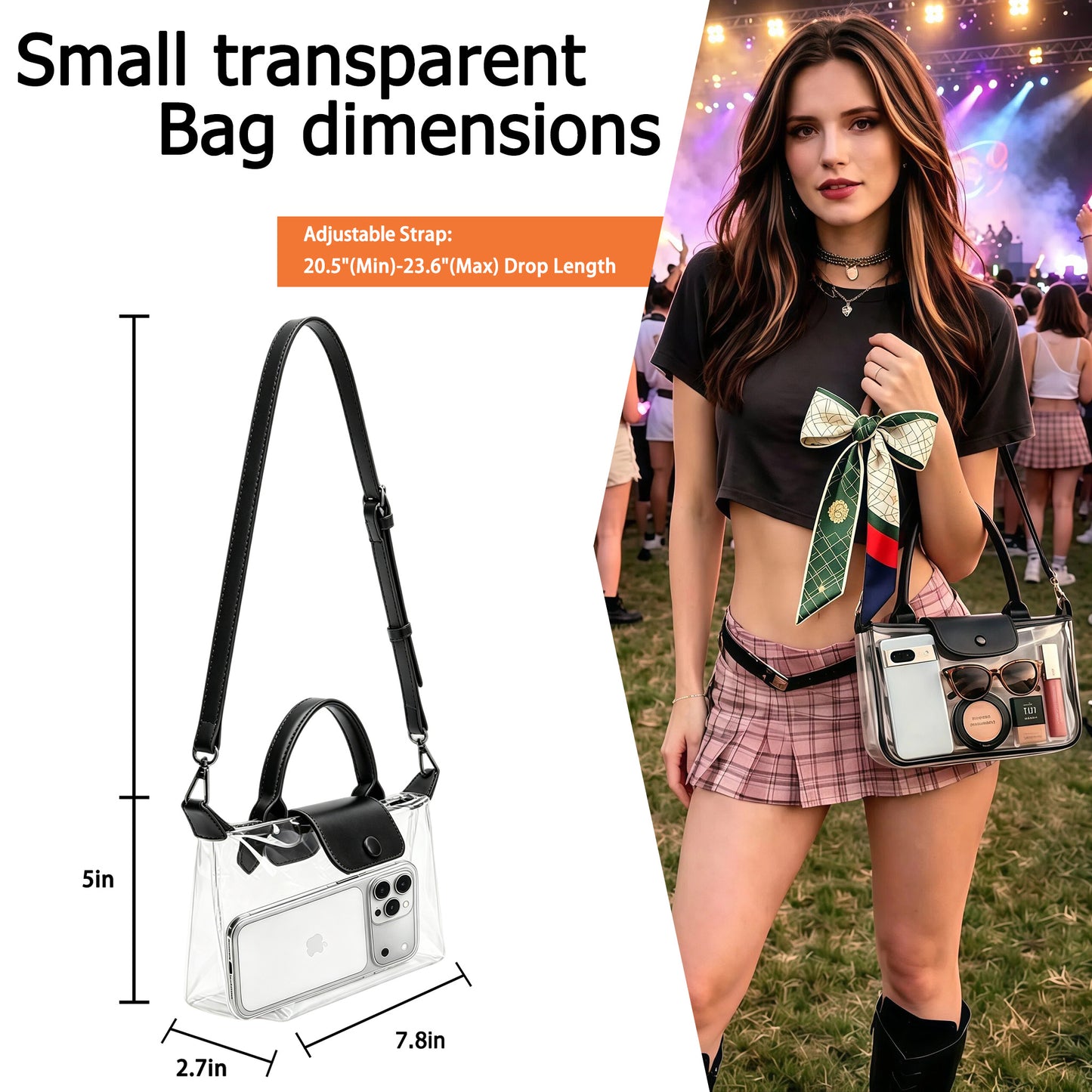 Clear PVC Stadium Crossbody Bag with Free 2026 World Cup Commemorative Silk Scarf