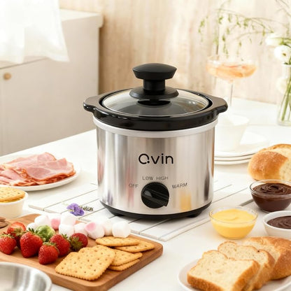 Cualiuit 0.65 Quart Mini Slow Cooker – Compact Personal Crock Pot with Adjustable Temperature Control & Glass Lid