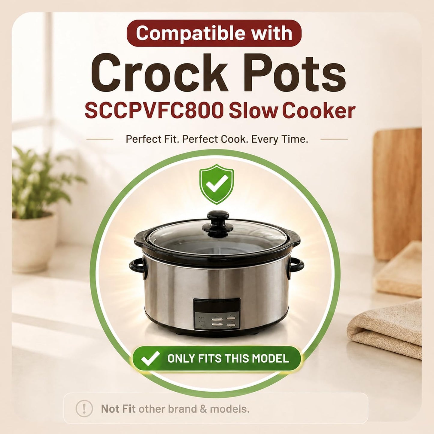 8 Qt Ceramic Slow Cooker Pot for Crockpot SCCPVFC800