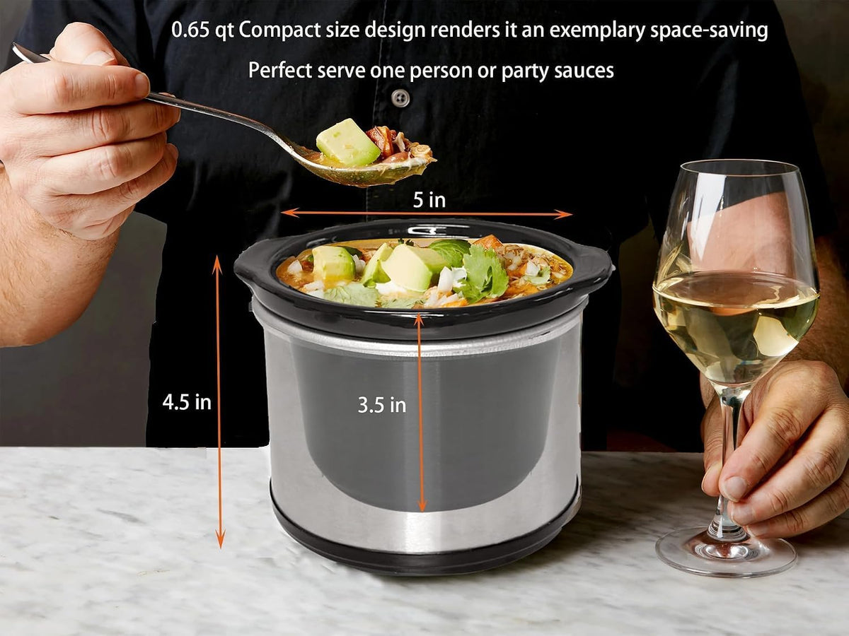 Cualiuit 0.65 Quart Mini Crock Pot for Dips, Fondue & Sauce Warming