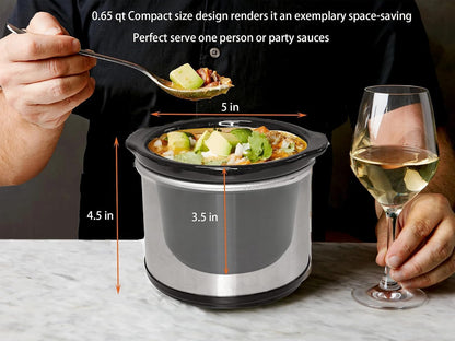 Cualiuit 0.65 Quart Mini Crock Pot for Dips, Fondue & Sauce Warming