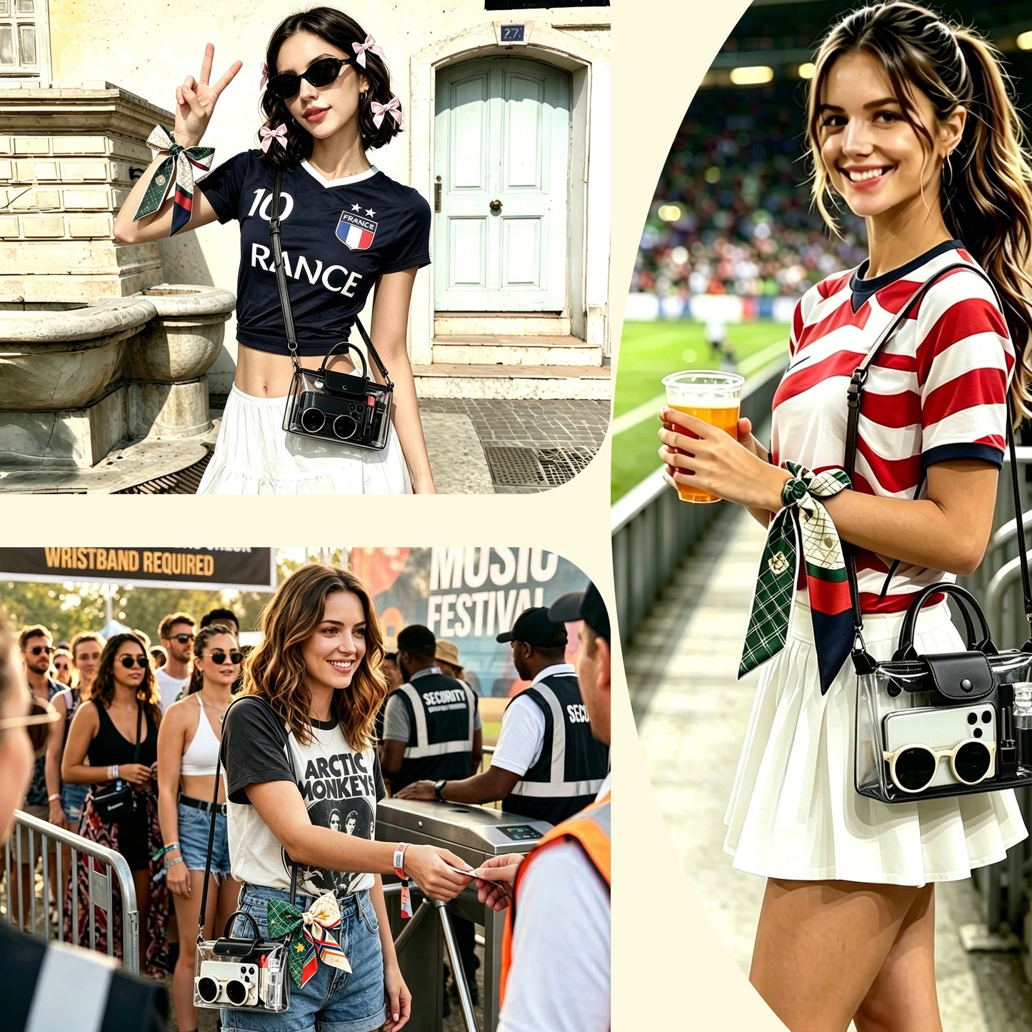 Clear PVC Stadium Crossbody Bag with Free 2026 World Cup Commemorative Silk Scarf
