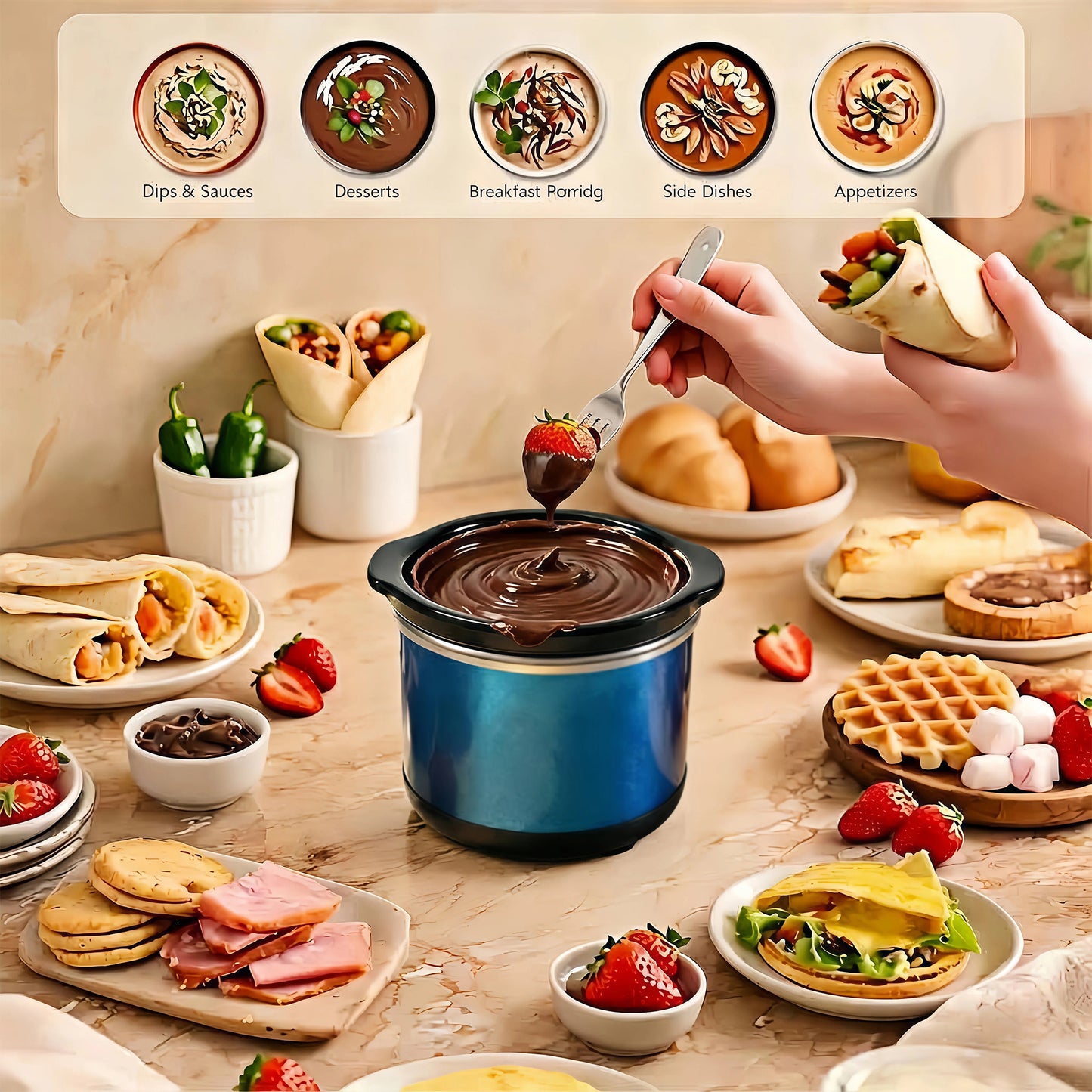 0.65-qt mini Round Slow Cooker(New  Sapphire)