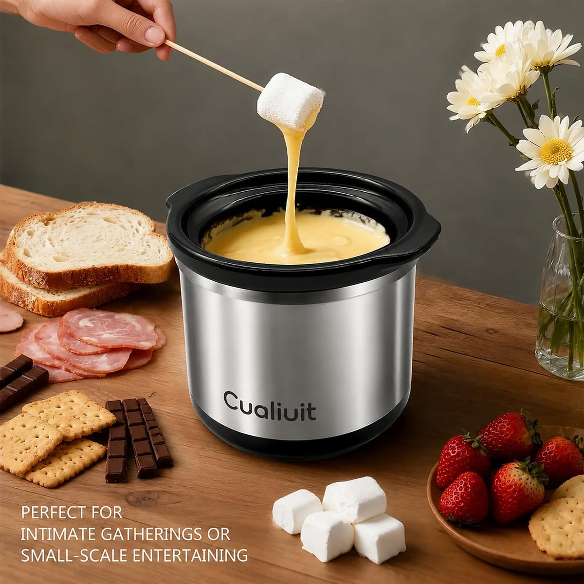Cualiuit 0.65 Quart Mini Crock Pot for Dips, Fondue & Sauce Warming