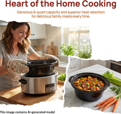 8 Qt Ceramic Slow Cooker Pot for Crockpot SCCPVFC800