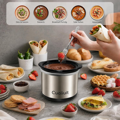 Cualiuit 0.65 Quart Mini Crock Pot for Dips, Fondue & Sauce Warming