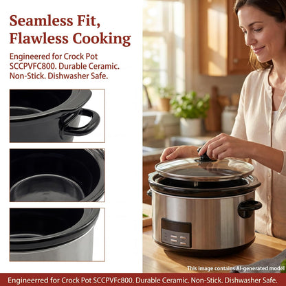 8 Qt Ceramic Slow Cooker Pot for Crockpot SCCPVFC800