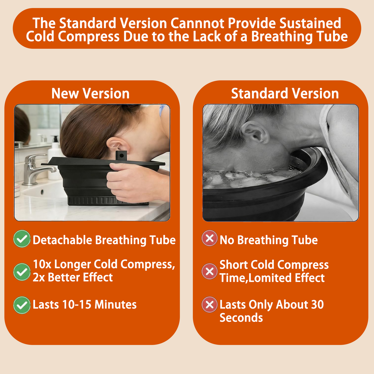Foldable Facial Ice Bath Bowl with Breathing Tube