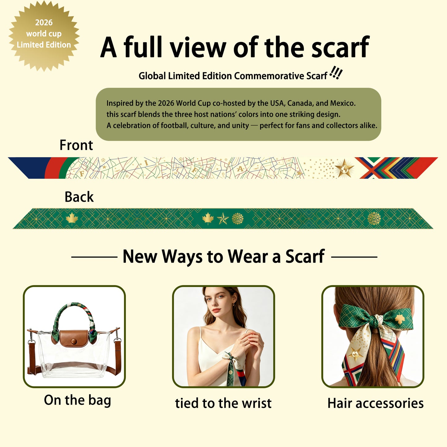 Clear PVC Stadium Crossbody Bag with Free 2026 World Cup Commemorative Silk Scarf