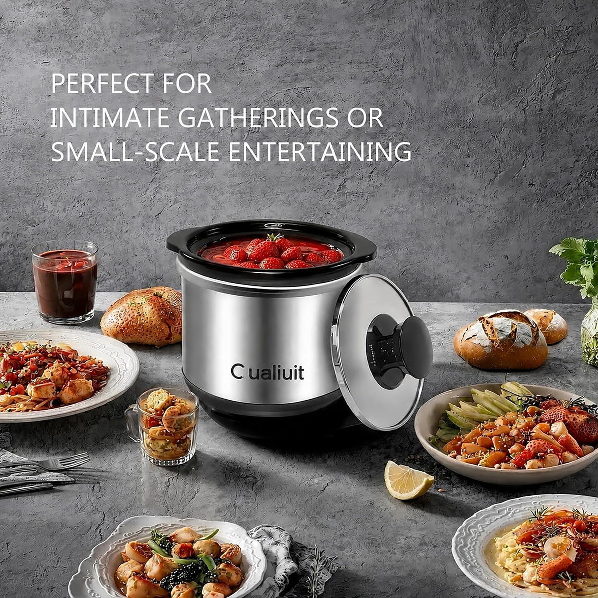 Cualiuit 0.65 Quart Mini Crock Pot for Dips, Fondue & Sauce Warming