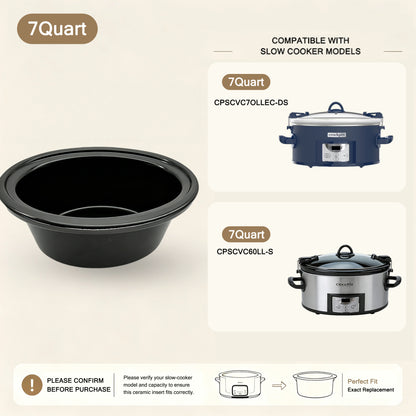 7-Quart Replacement Oval Ceramic Inner Pot for Crock-Pot Slow Cooker – CPSCVC7OLLEC-DS & CPSCVC60LL-S