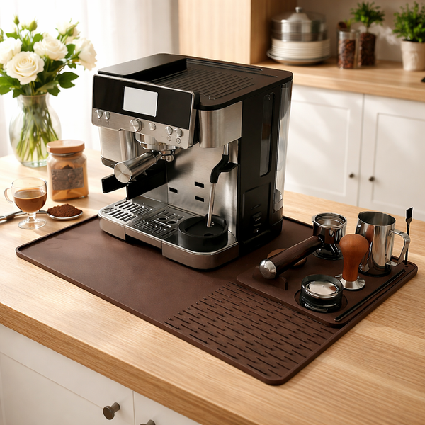 Qvin Silicone Coffee Mat with Tamping Station – Compatible with Ninja Luxe Cafe ES601 & ES701