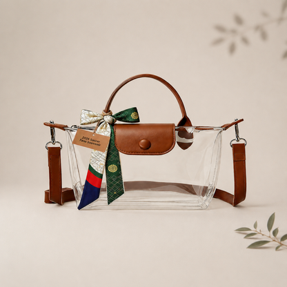 Clear PVC Stadium Crossbody Bag with Free 2026 World Cup Commemorative Silk Scarf