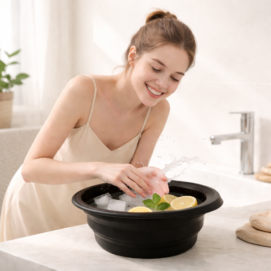Foldable Facial Ice Bath Bowl with Breathing Tube