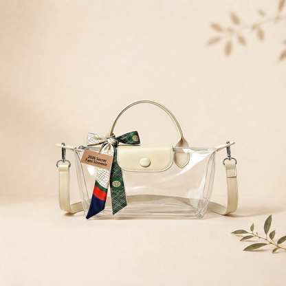 Clear PVC Stadium Crossbody Bag with Free 2026 World Cup Commemorative Silk Scarf