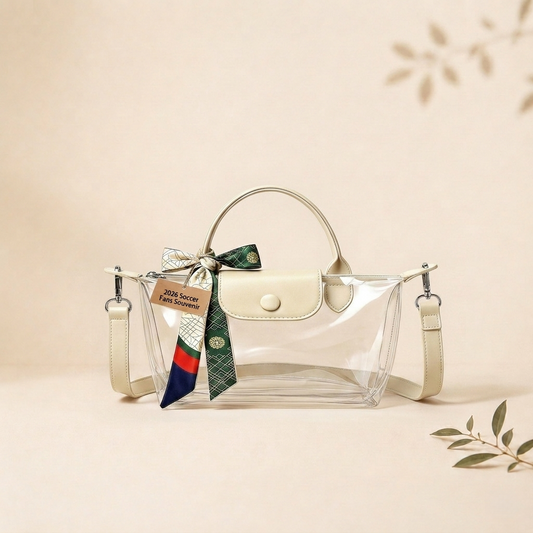 Clear PVC Stadium Crossbody Bag with Free 2026 World Cup Commemorative Silk Scarf
