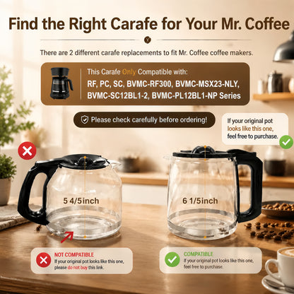 Replacement 12-Cup Coffee Pot for Mr. Coffee RF, LM, PC & SC Series