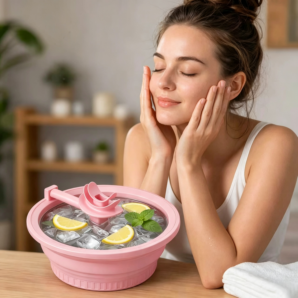 Ice Facial Bowl for Cold Therapy Skincare, Morning Depuffing & At-Home Face Ice Bath