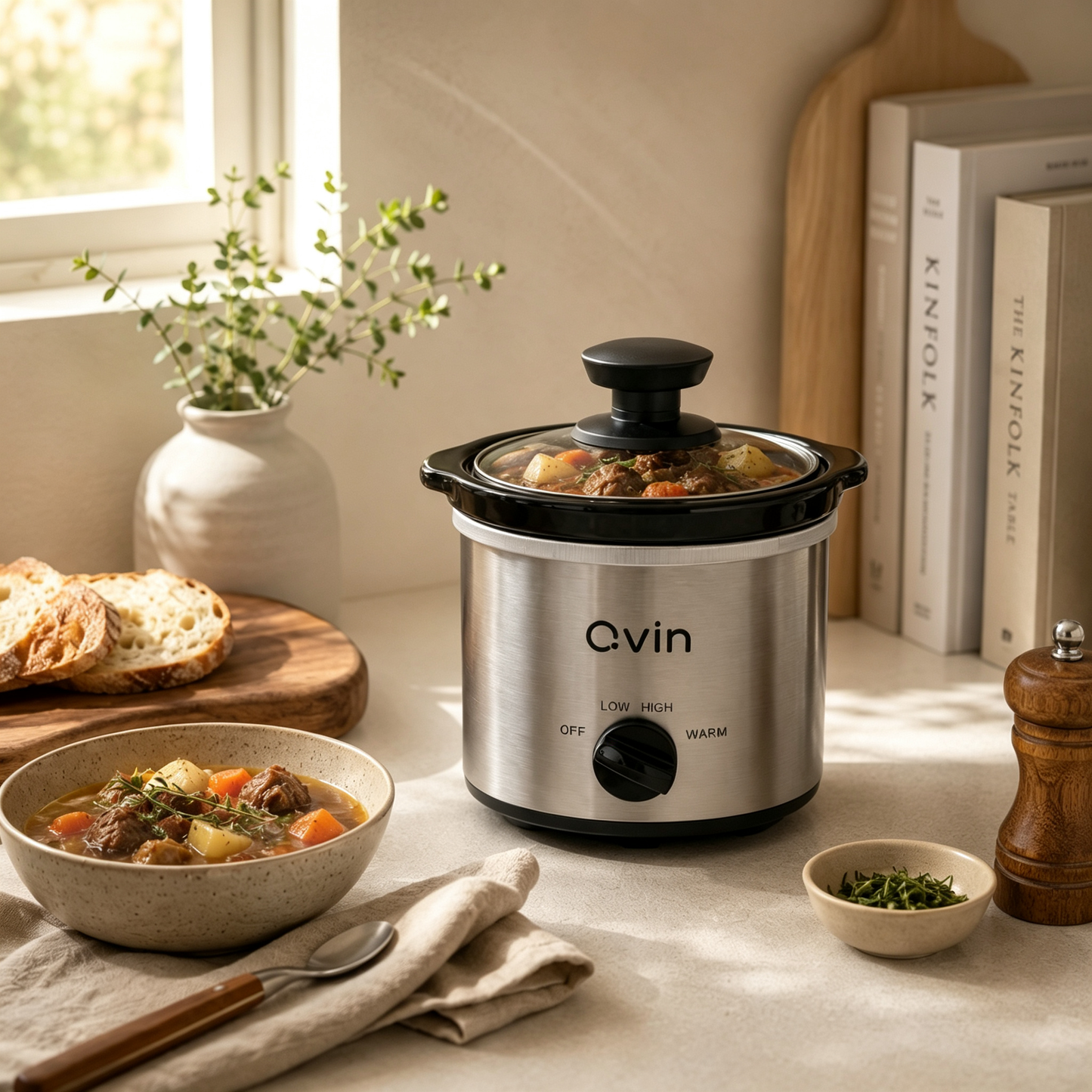 Cualiuit 0.65 Quart Mini Slow Cooker – Compact Personal Crock Pot with Adjustable Temperature Control & Glass Lid