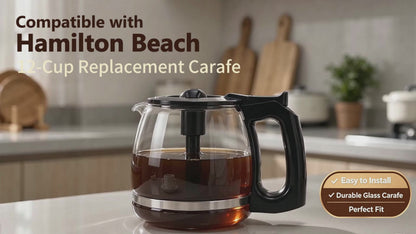 12-Cup Replacement Glass Carafe for Hamilton Beach Coffee Maker – Models 49902, 49904, 46290, 46299, 46293 & More